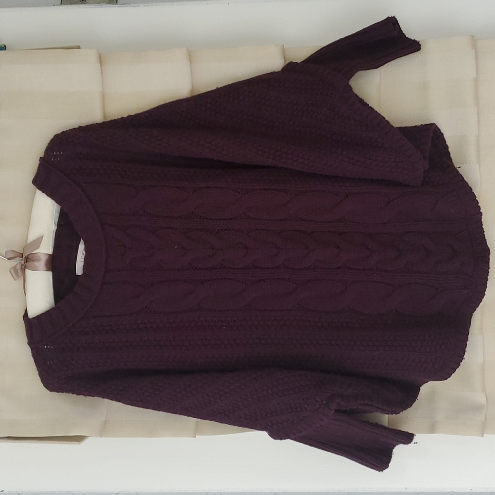 Plum dolman sleeve wool sweater